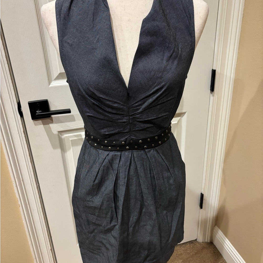 Bcbgeneration Gray Embellished Halter Cocktail Dr… - image 1